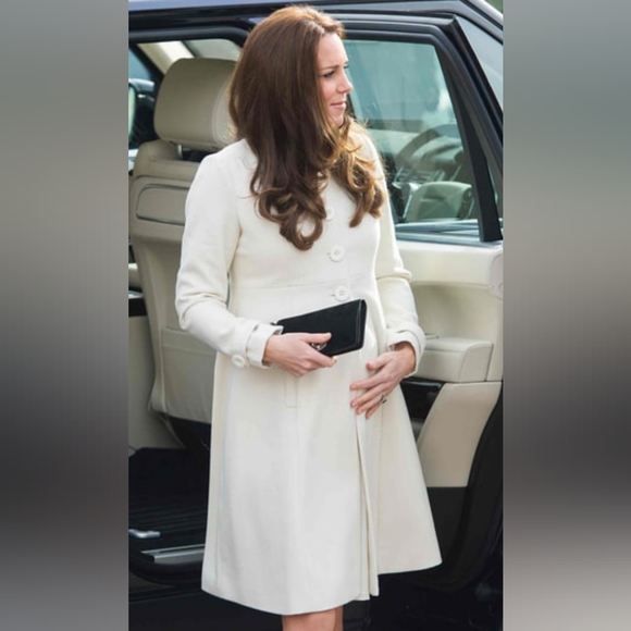 Jojo Maman Bebe Cream Maternity Coat ASO Kate Middleton Princess of Wales - Picture 1 of 4